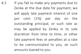 zenka late loan repayment