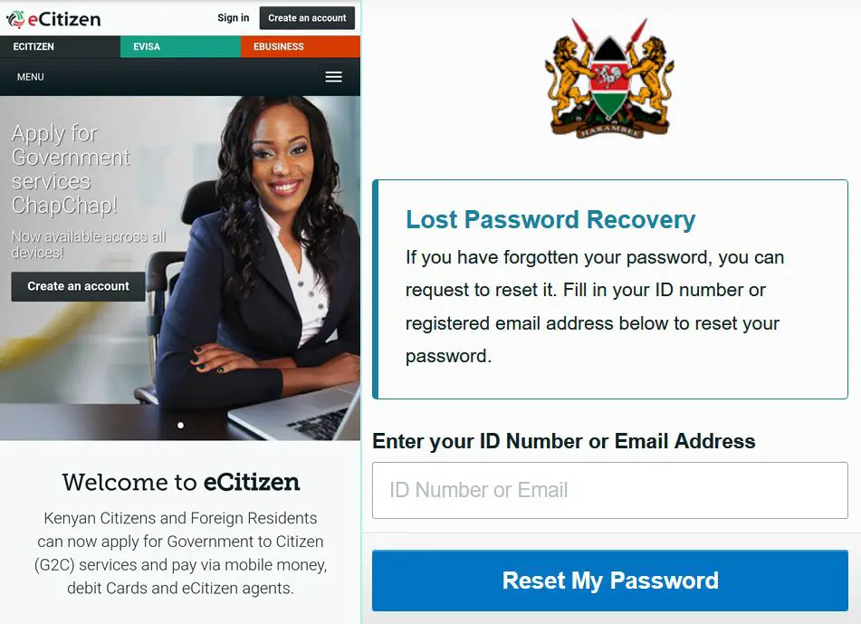 how to reset ecitizen password